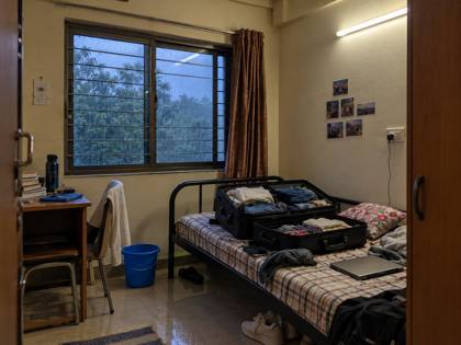 Hostel room on move-in day