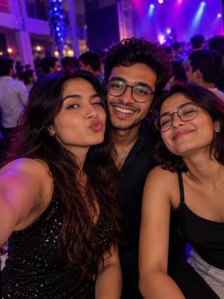 Group selfie at the party