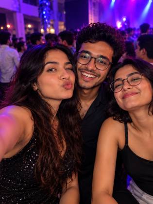 Group selfie at the party