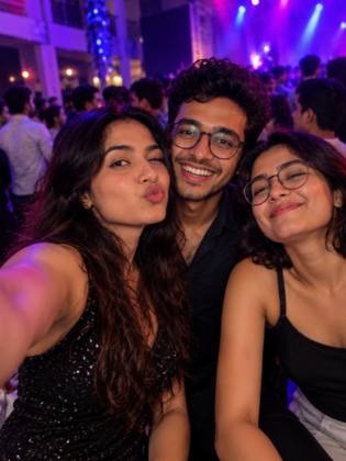 Group selfie at the party