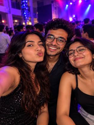 Group selfie at the party