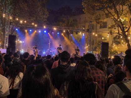 Fest stage with a band