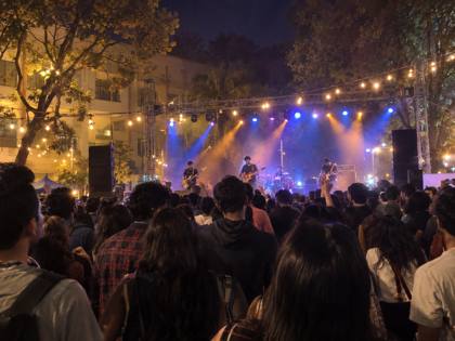 Fest stage with a band