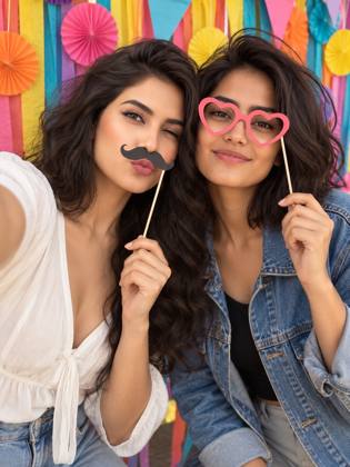 Friends at the fest photo booth