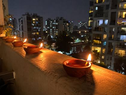 Diyas on the balcony