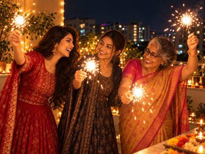 Family Diwali on the terrace