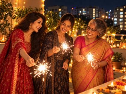 Family Diwali on the terrace