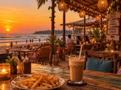 Beach shack café at sunset