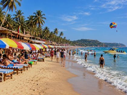 Busy beach in the day