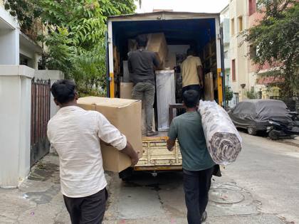 Moving truck being loaded