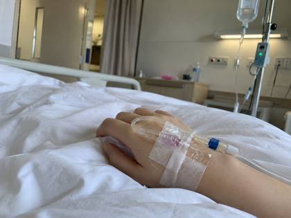 Hand with an IV drip