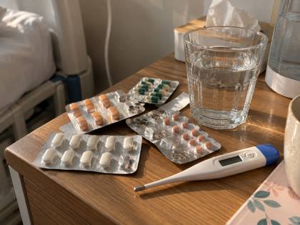 Medicine strips and thermometer