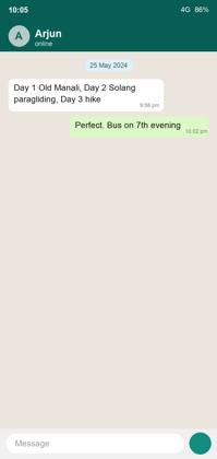 Manali itinerary chat
