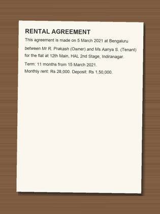 Rental agreement page 1