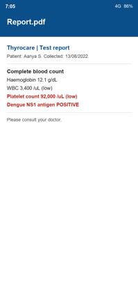 Blood test report