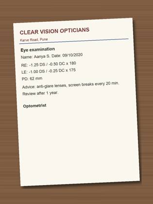 Eye prescription