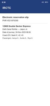 Jaipur train ticket